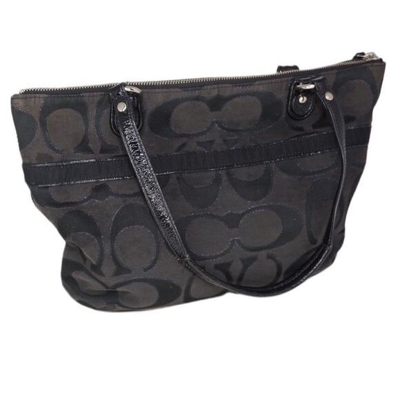 Coach Handbags - Coach Poppy Metallic Signature Black Shoulder Bag 19863
